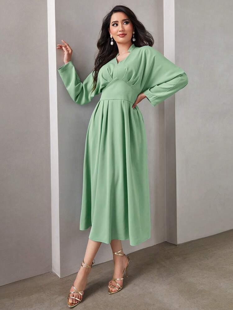 Women'S Notch Neck Fold Dress