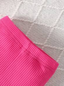 Baby Girl Flower Printed Dress And Pants Set - Hot Pink - View 6