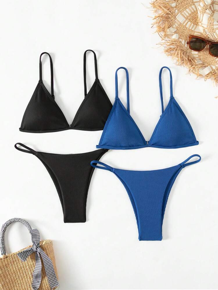 Summer Women's Solid Color Bikini Set