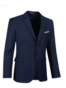 男士3件套西裝套裝,包含一件西裝外套、一件長袖襯衫和一條褲子 - 藏蓝色 - 查看 4