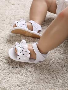 夏季新生儿星星印花防滑凉鞋，带软布鞋底，0-1 岁 - 白色 - 查看 3