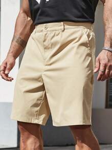 SHEIN Manfinity Homme 男士加大號鬆身純色直筒短褲