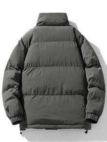 加厚保暖冬季男士外套，時尚百搭外套 - 灰色 - 查看 2