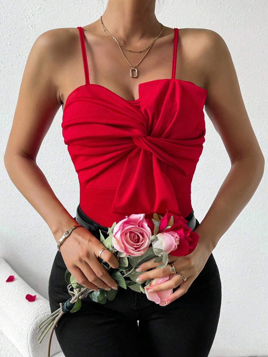 Chiquease 正面打結吊帶背心 - 紅色 - 查看 1