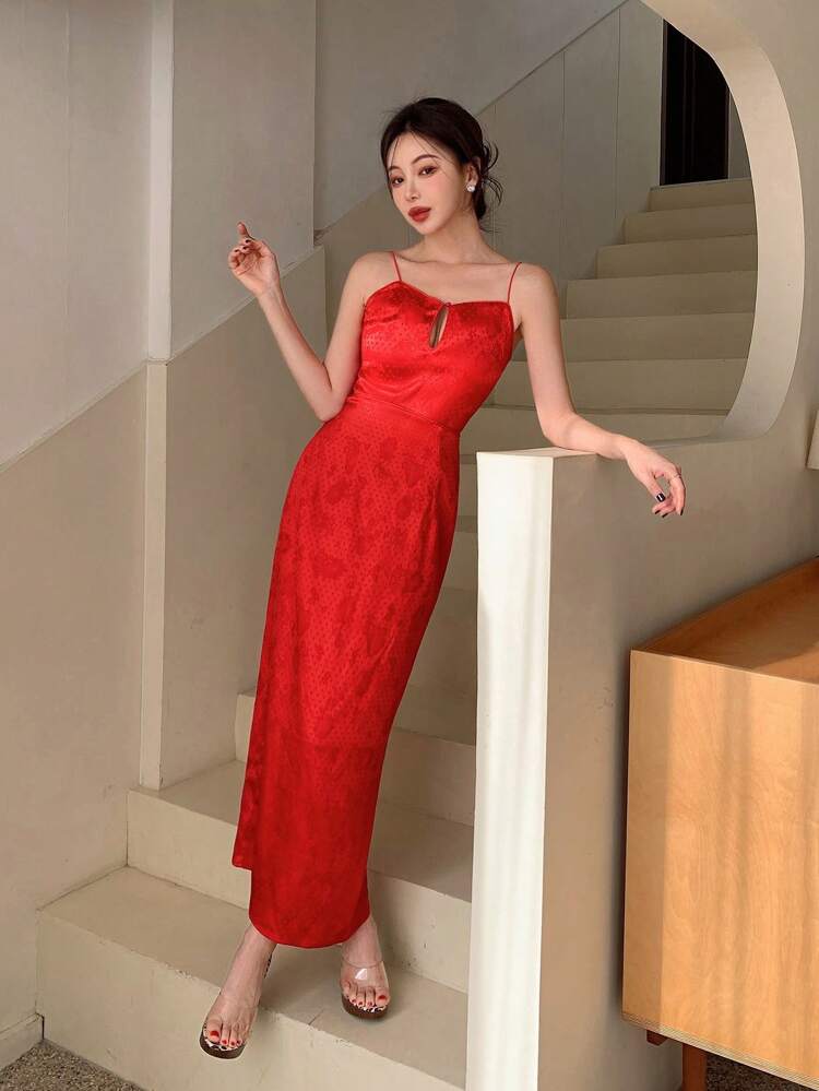 New Chinese Style Party, Valentine's Day, New Year'S Eve Backless Modified Cheongsam Sleeveless Dress For Women