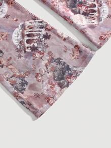 SHEIN MOD Plus Size Women'S Angel Printed Flared Jeans - Multicolor - View 4