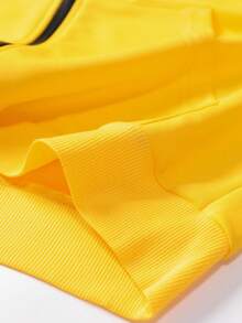 Men's Vintage Hooded Jacket With Personalized Printed Bear, Zipper Closure, Drawstring Hem For Casual/Outdoor Sports - Yellow - View 7