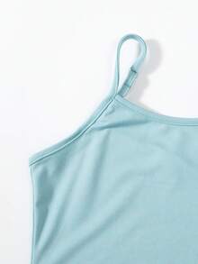 SHEIN Teen Girls' Solid Color Spaghetti Strap One-Piece Dress - Blue - View 6