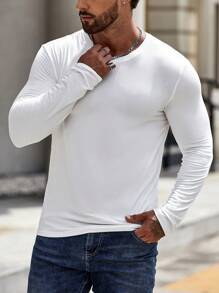 Manfinity Homme Men Solid Round Neck Tee - White - View 4