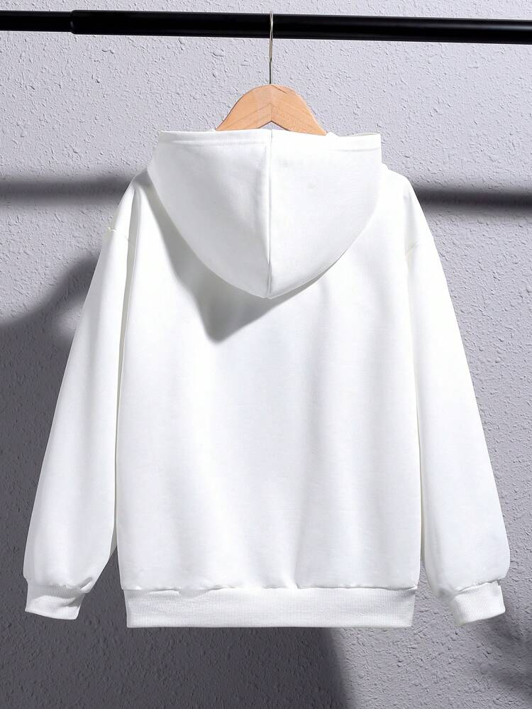 Tween Boys' Casual Street Style Printed Hooded Knit Sweatshirt With Characters Pattern