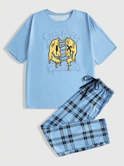 victorhenrique Loose Casual Plaid Women's Pajama Set