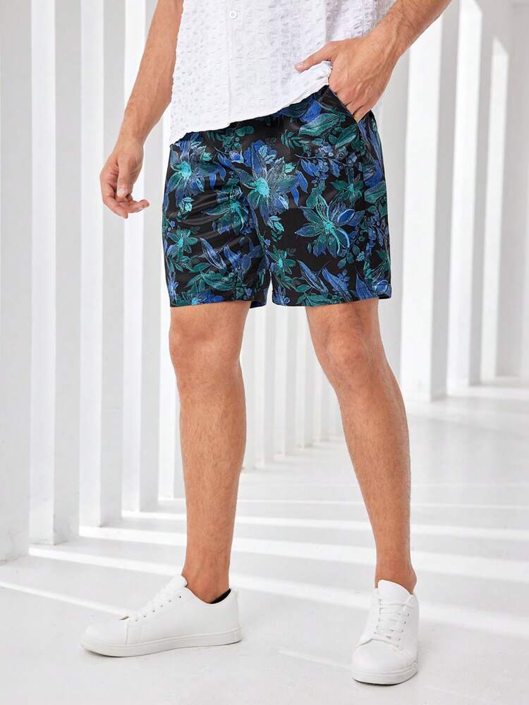 Men's All-Over Botanical Print Woven Shorts