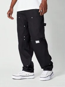 SUMWON 直筒工藝牛仔褲 - 黑色 - 查看 1