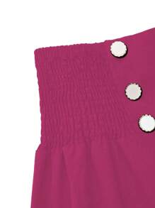 Celure 大尺碼女雙排扣寬鬆長褲 - 玫紅色 - 查看 3