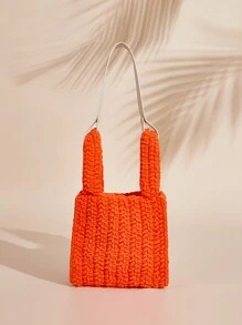 SHEIN VCAY Bolso De Mano Versátil De Color Sólido Para Mujer - Naranja - Ver 2