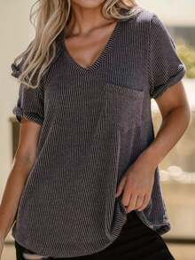 Pocket Patched Tee - Dark Grey - View 1