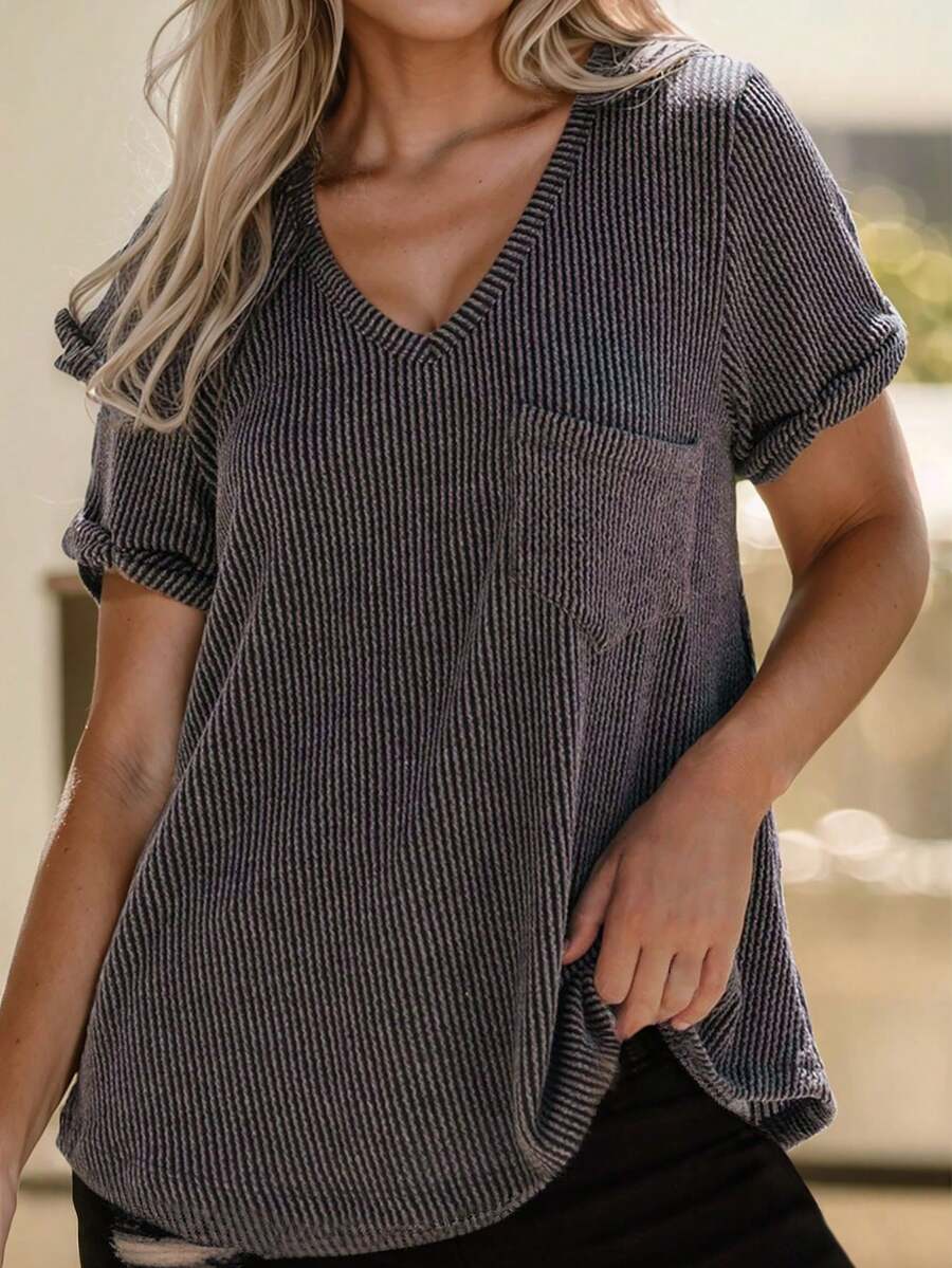 Pocket Patched Tee - Dark Grey - View 1