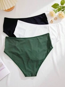 3 件大尺寸純色鏤空三角內衣 - 彩色 - 查看 2