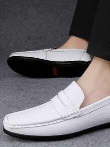 男士軟底時尚商務皮鞋,時尚休閒豆豆鞋,男士商務休閒鞋,男士樂福鞋 - 白色 - 查看 4