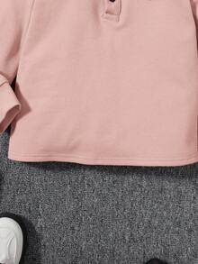 SHEIN Con trai Giải trí Và Thoải mái Đồ họa khủng long Đứng cổ áo Tay áo dài Áo - Hồng - Xem 6