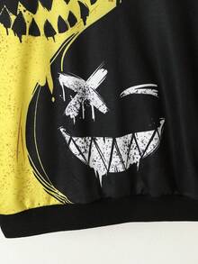 1件套青少年男孩帽衫帶毛線圖案,顏色區塊,秋季款式 - 黃色 - 查看 4