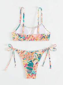 SHEIN Swim Women's Plant Print Push-Up Bikini Set Summer Beach