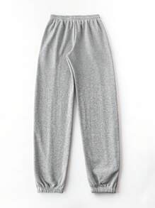 Maweii Của phụ nữ Kích thước lớn Đường may Chi tiết Lót nhiệt Quần thể thao - Xám - Xem 2