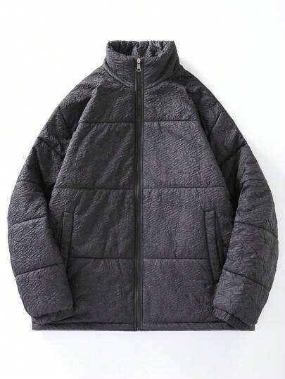 Manfinity Hypemode Loose Men's Plus Size Zipper Front Stand Collar Jacket