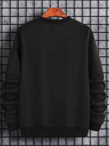 Manfinity Homme Men's Letter Pattern Drop Shoulder Sweatshirt - Black - View 2