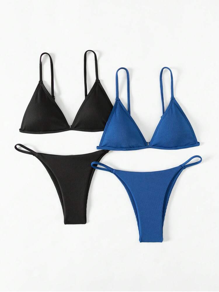 Summer Women's Solid Color Bikini Set