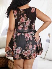 SHEIN CURVE+ Women'S Plus Size Floral Printed Shirt - Multicolor - View 2