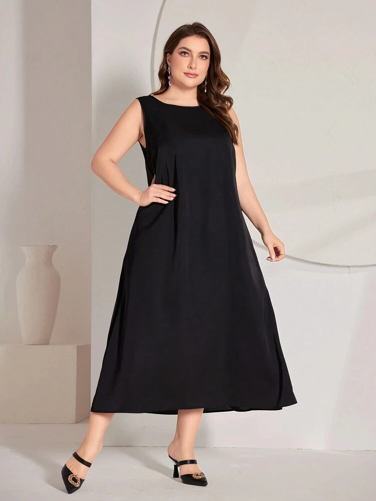 Plus Size Women'S Geometric Print Coat And Sleeveless Dress Set 2 Piece Set