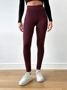 EURMUSE Wide-Waist Base-Layer Leggings - Burgundy - View 4