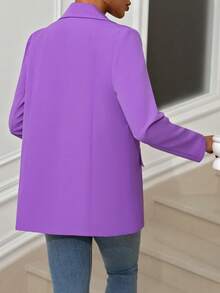 SHEIN Frenchy 女式翻領長袖西裝外套 - 紫色 - 查看 2
