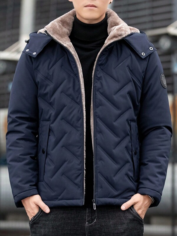 Autumn And Winter Men's Plus Size Plush Hooded Coat Loose Thick Warm Coat