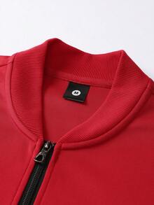 New Men's Jacket Autumn/Winter Sports Outwear Casual Outdoor Running Wear, Fashion Personalized Zipper Front Retro European & American Street Style Printed Men Clothing - Red - View 5