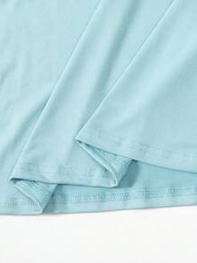 SHEIN Teen Girls' Solid Color Spaghetti Strap One-Piece Dress - Blue - View 5