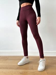 EURMUSE Wide-Waist Base-Layer Leggings - Burgundy - View 3