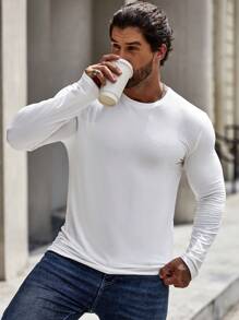 Manfinity Homme Men Solid Round Neck Tee - White - View 5