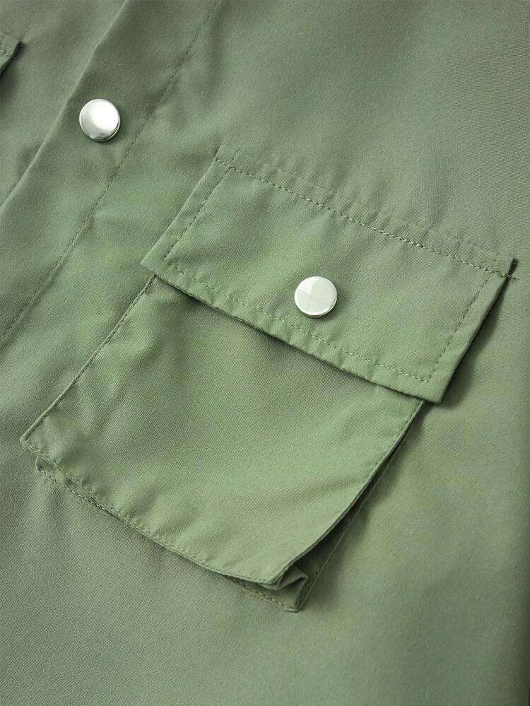 Men'S Button-Up Shacket With Flap Pockets