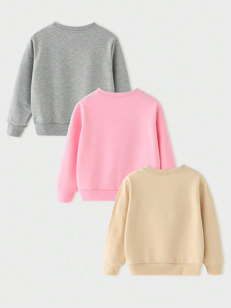 Girls' Cartoon Printed Round Neck Sweatshirt