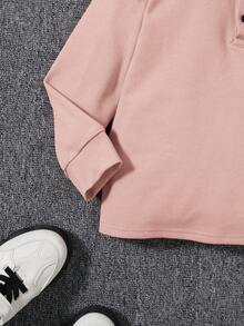 SHEIN Con trai Giải trí Và Thoải mái Đồ họa khủng long Đứng cổ áo Tay áo dài Áo - Hồng - Xem 4