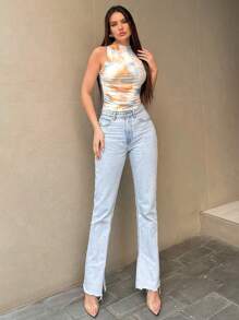 Siren Gaze Damen elegantes Batik-Muster gerafftes figurbetontes Camisole-Top, Sommer - Verschiedenfarbig - Übersicht 4