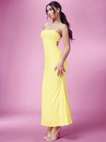 SHEIN BAE Spring Dress Spring Break Pastel Dress Summer Dress - Yellow - View 3