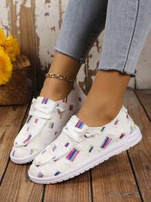 女款秋季新品,無帶懷舊多功能透氣休閒鞋,輕盈、舒適和時尚的帆布鞋 - 米色 - 查看 3