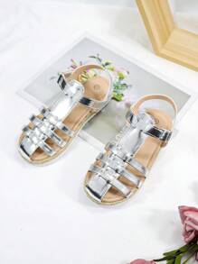 Fashionable Casual Silver Flat Sandals For Girls