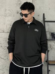 DAZY Nam Mẫu chữ Vạt váy một nửa dây nút Áo nỉ - màu đen - Xem 4