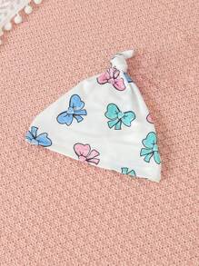 SHEIN Baby Girl Butterfly Pattern Printed Footed Sleeper With Bonnet - White - View 5