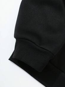 Men'S Angel Pattern Hooded Sweatshirt With Back Print - Black - View 6