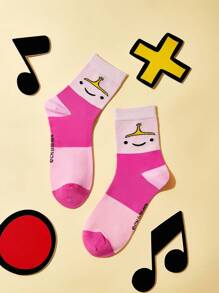 ADVENTURE TIME X SHEIN 4 Pairs/Set Women's Cartoon Graphic Crew Socks, Gifts